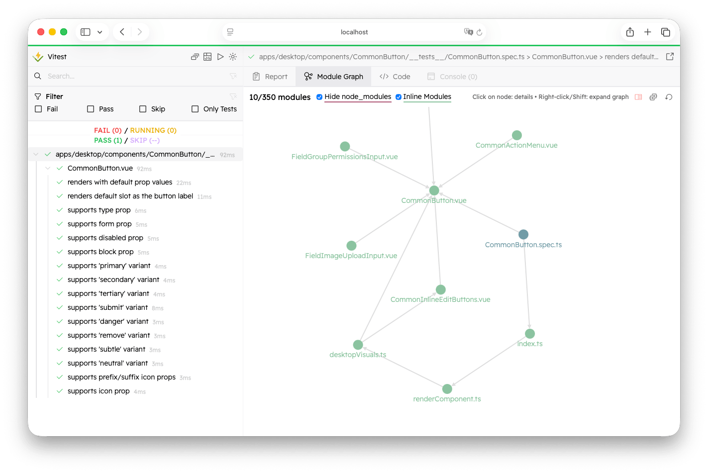 The module graph view